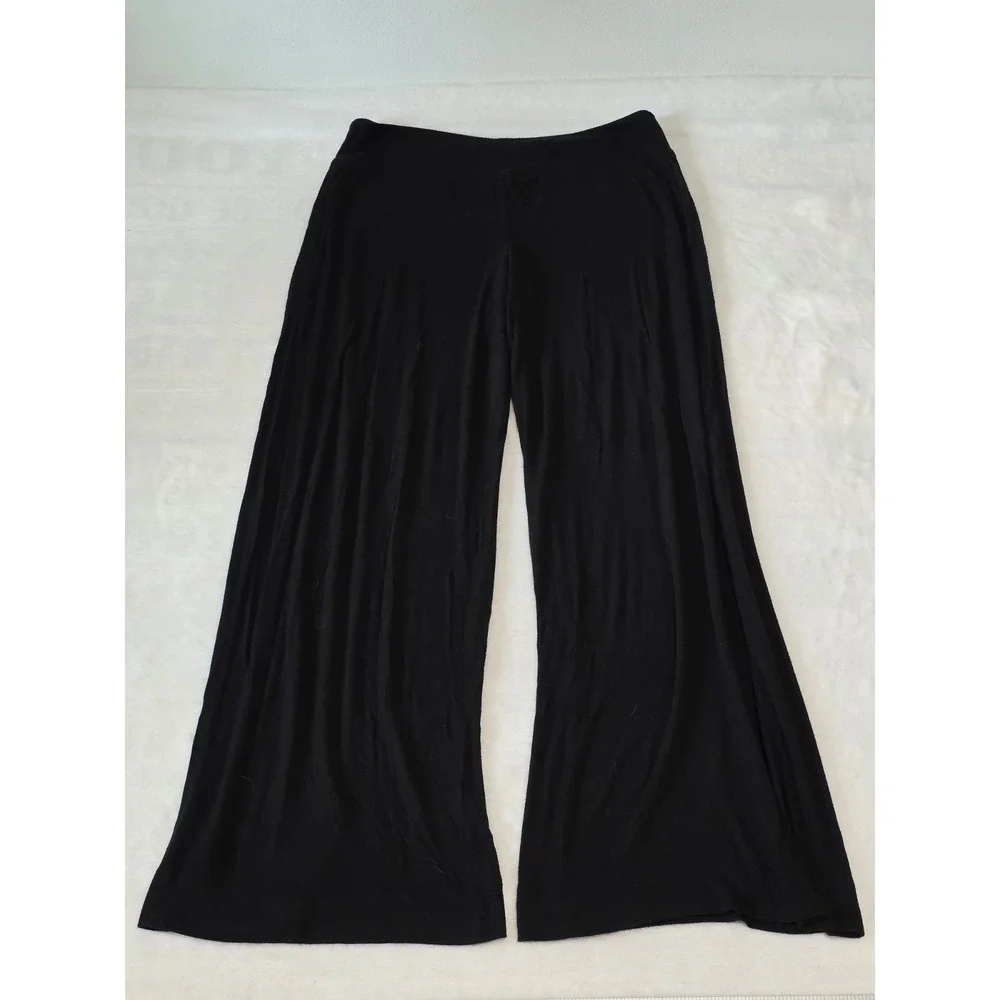 Athleta Womens Large Black Well Rested Rib Wide Leg Sleep Pajama Pants